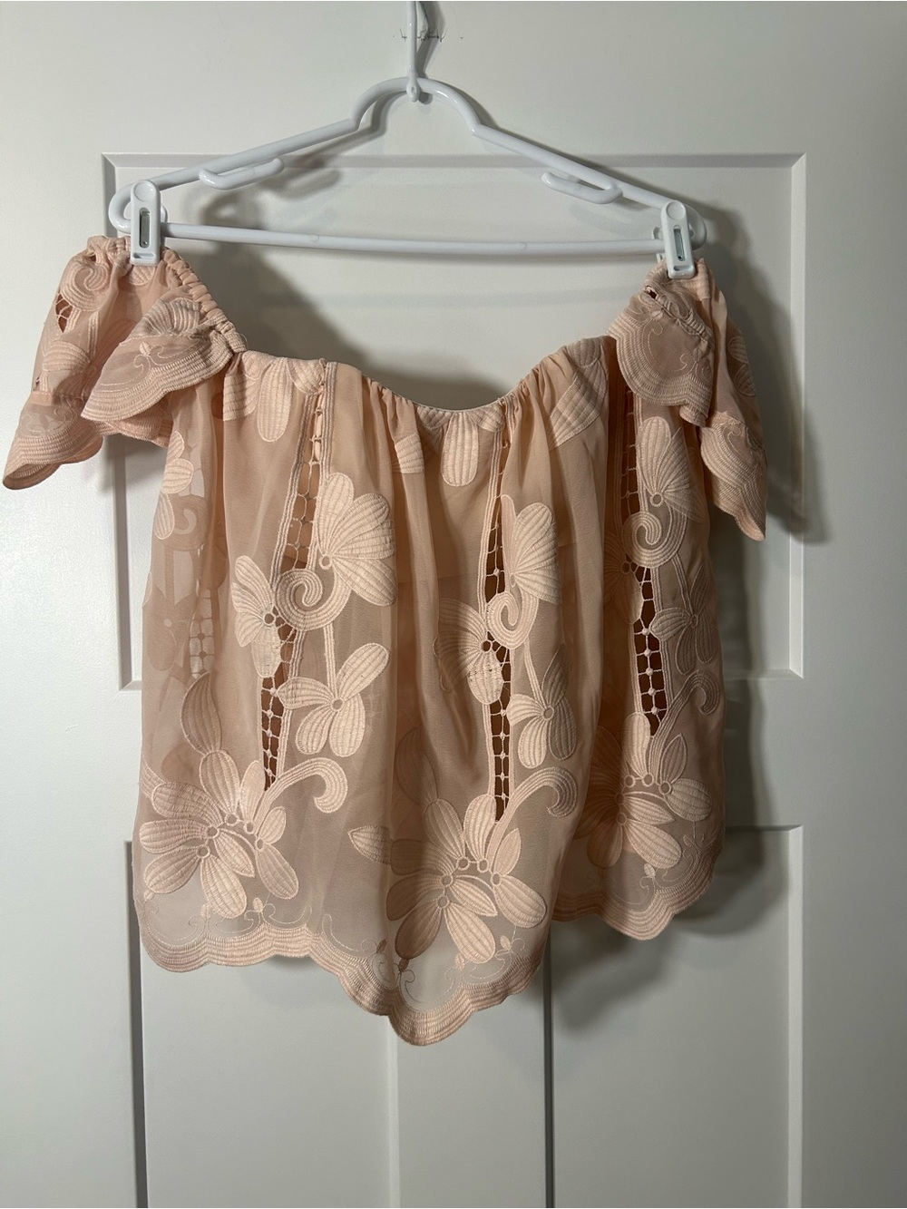 Lovers + Friends Blush Floral Eyelet Off-Shoulder Top